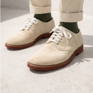 Vintage Cole Haan Imperial Grade Buck Shoes Cream Suede Oxford Mens 9 Derby Ivy